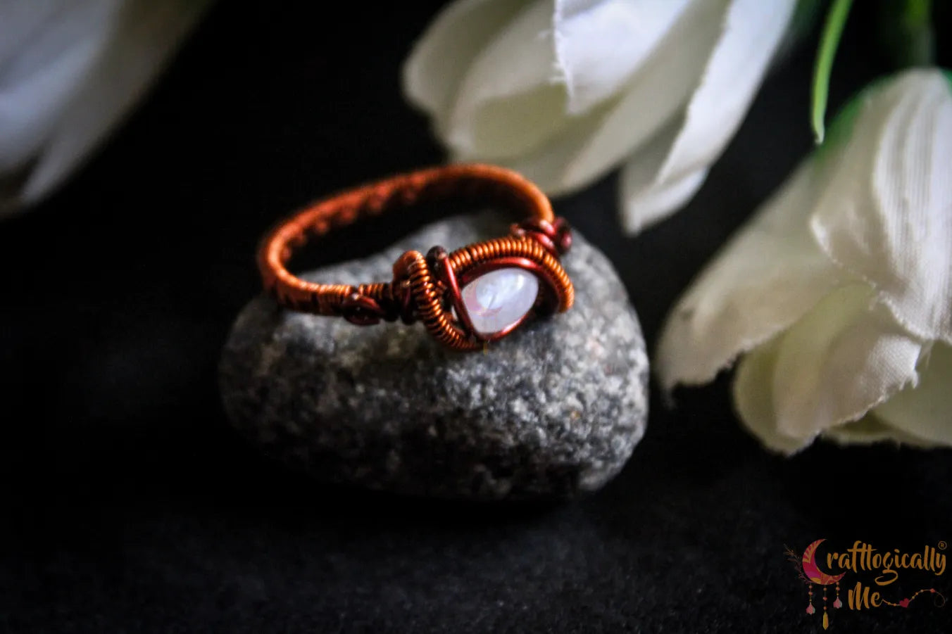Moonstone Gemstone Ring – Handmade Wire Wrapped Ring