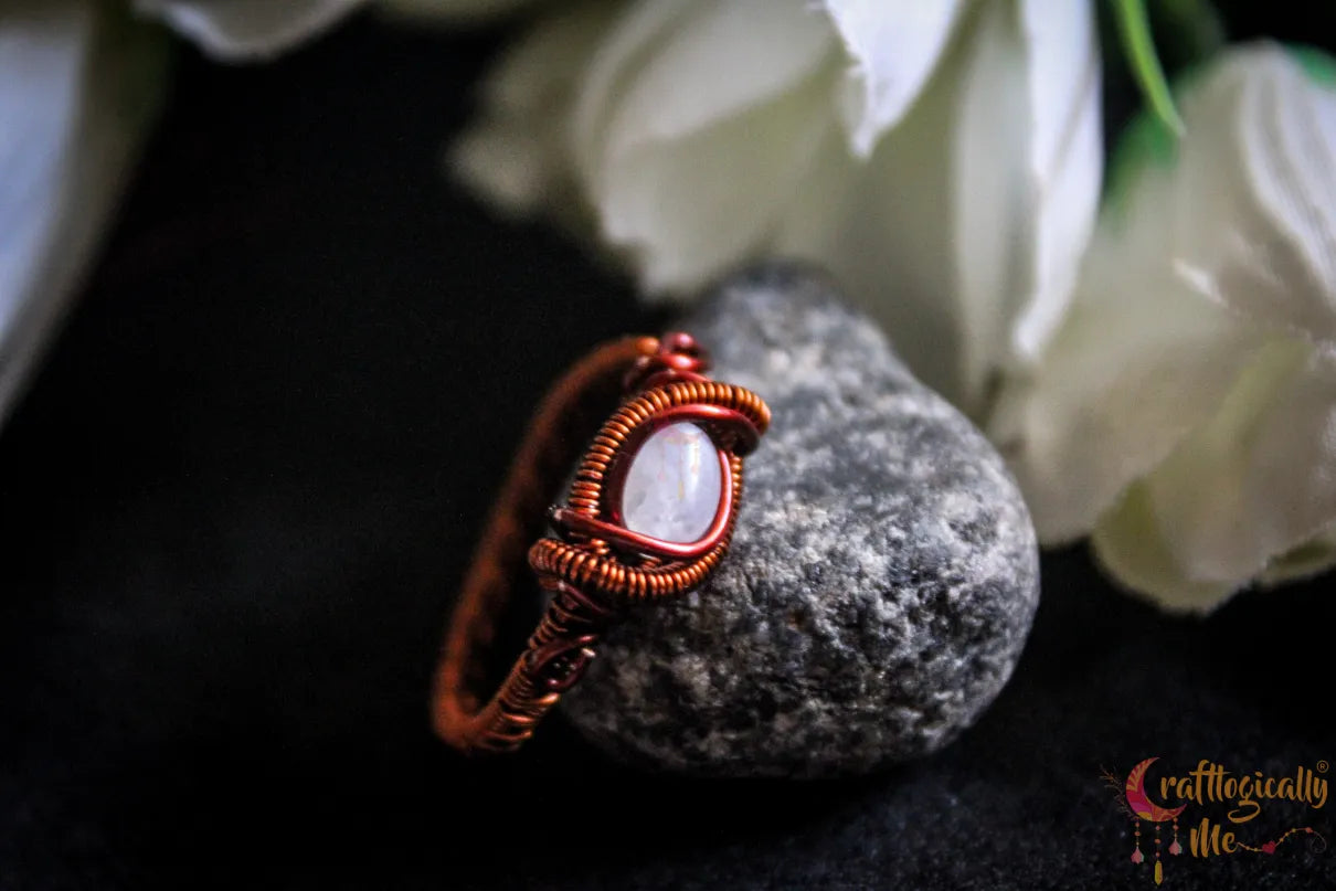 Moonstone Gemstone Ring – Handmade Wire Wrapped Ring