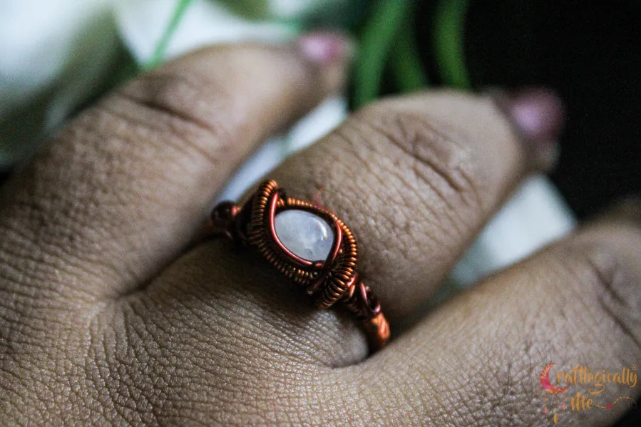 Moonstone Gemstone Ring – Handmade Wire Wrapped Ring