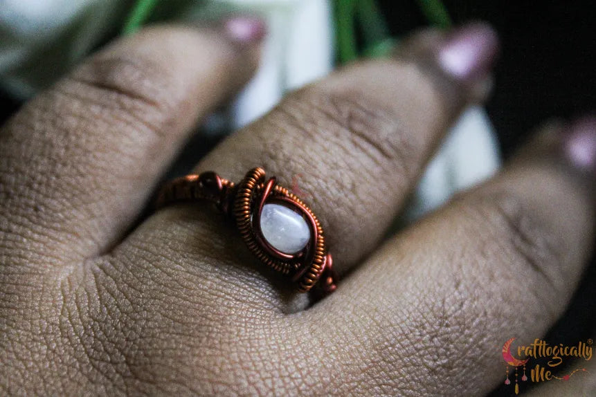 Moonstone Gemstone Ring – Handmade Wire Wrapped Ring