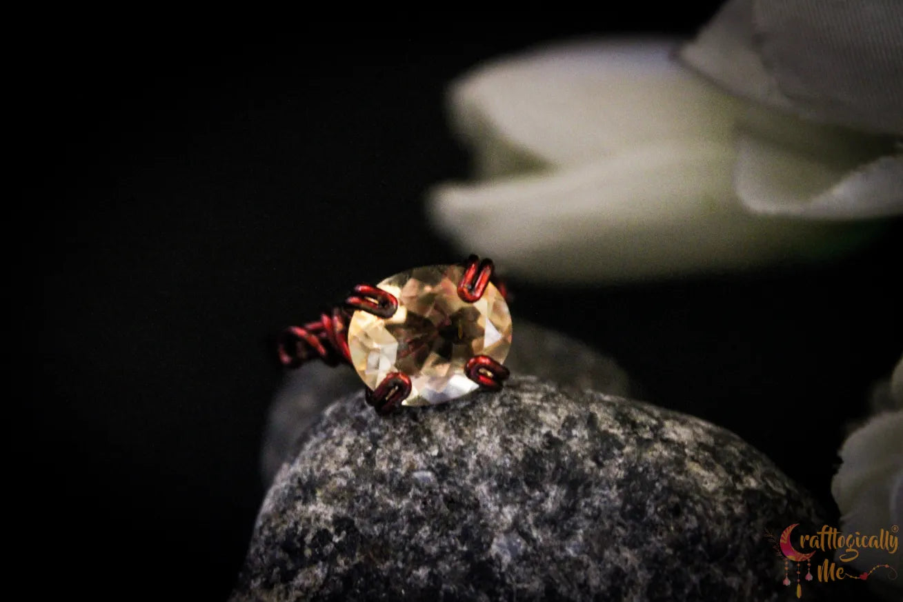 Citrine Faceted Gemstone Prong Ring – Handmade Wire Wrapped Ring