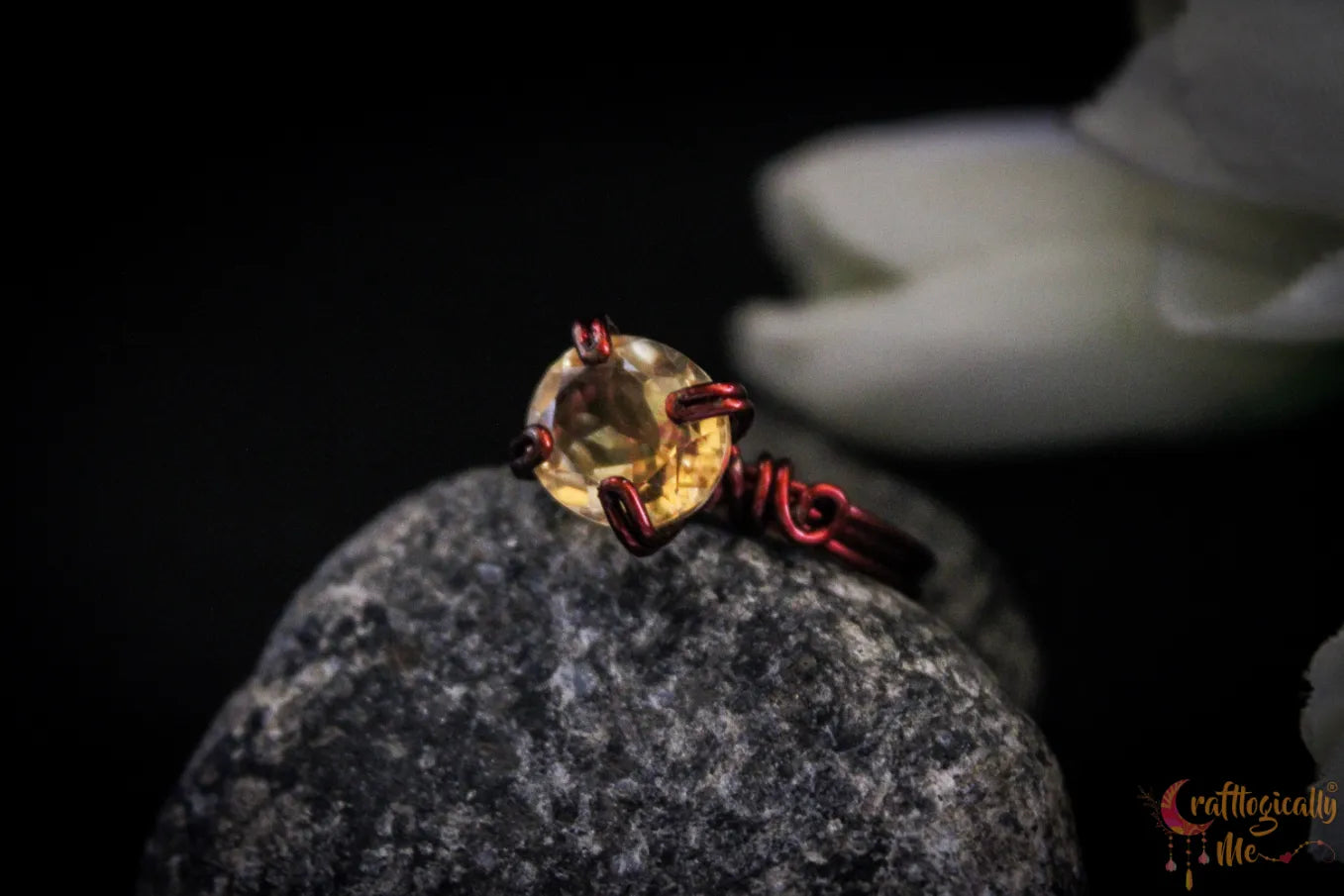Citrine Faceted Gemstone Prong Ring – Handmade Wire Wrapped Ring