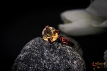 Citrine Faceted Gemstone Prong Ring – Handmade Wire Wrapped Ring