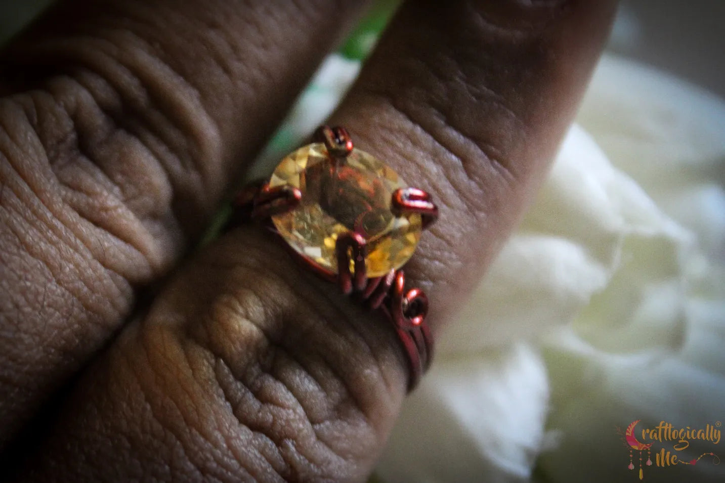 Citrine Faceted Gemstone Prong Ring – Handmade Wire Wrapped Ring