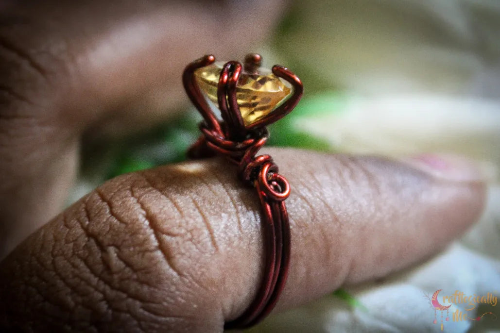 Citrine Faceted Gemstone Prong Ring – Handmade Wire Wrapped Ring