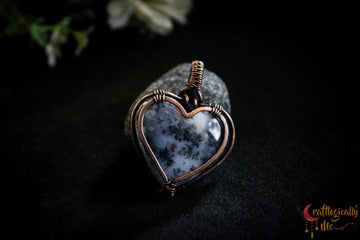 Dendritic Agate Oxidized Copper Wire Wrap Pendant – Handmade Gemstone Jewelry