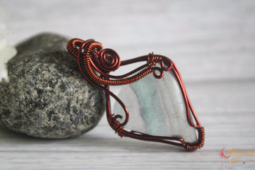Multi Fluorite Minimalist Wire Wrapped Pendant – Anti-Tarnish Copper Gemstone Jewelry