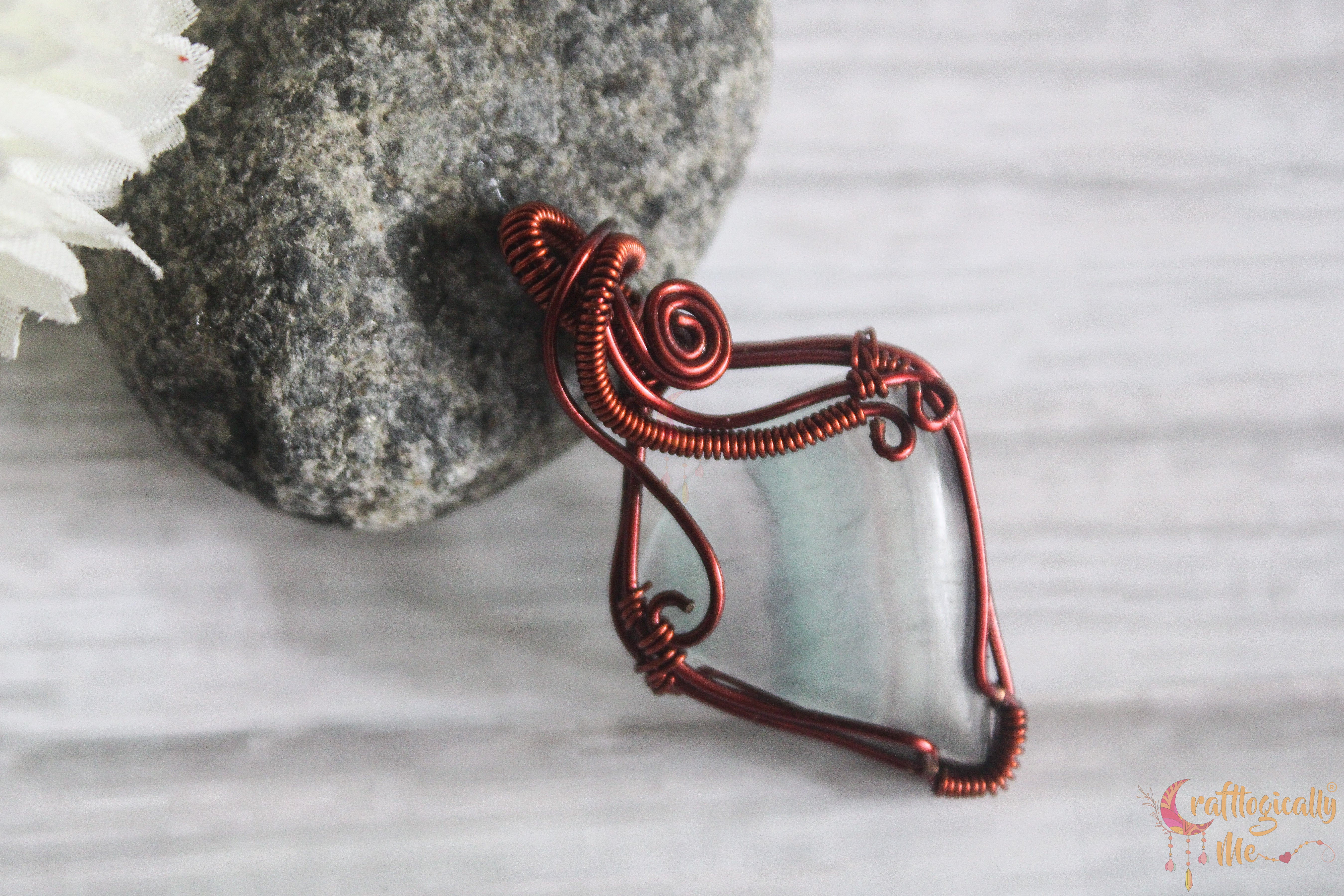 Multi Fluorite Minimalist Wire Wrapped Pendant – Anti-Tarnish Copper Gemstone Jewelry