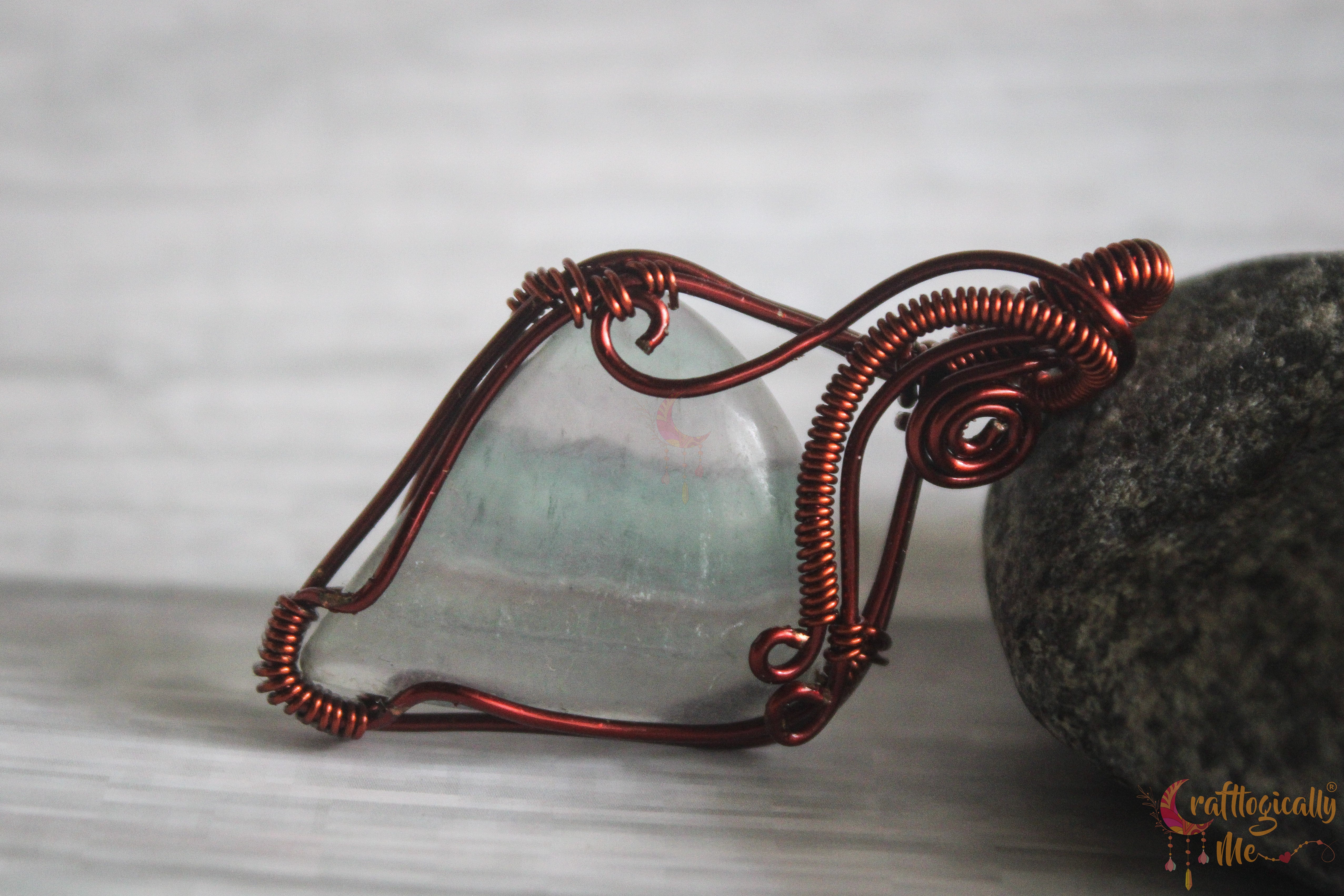 Multi Fluorite Minimalist Wire Wrapped Pendant – Anti-Tarnish Copper Gemstone Jewelry