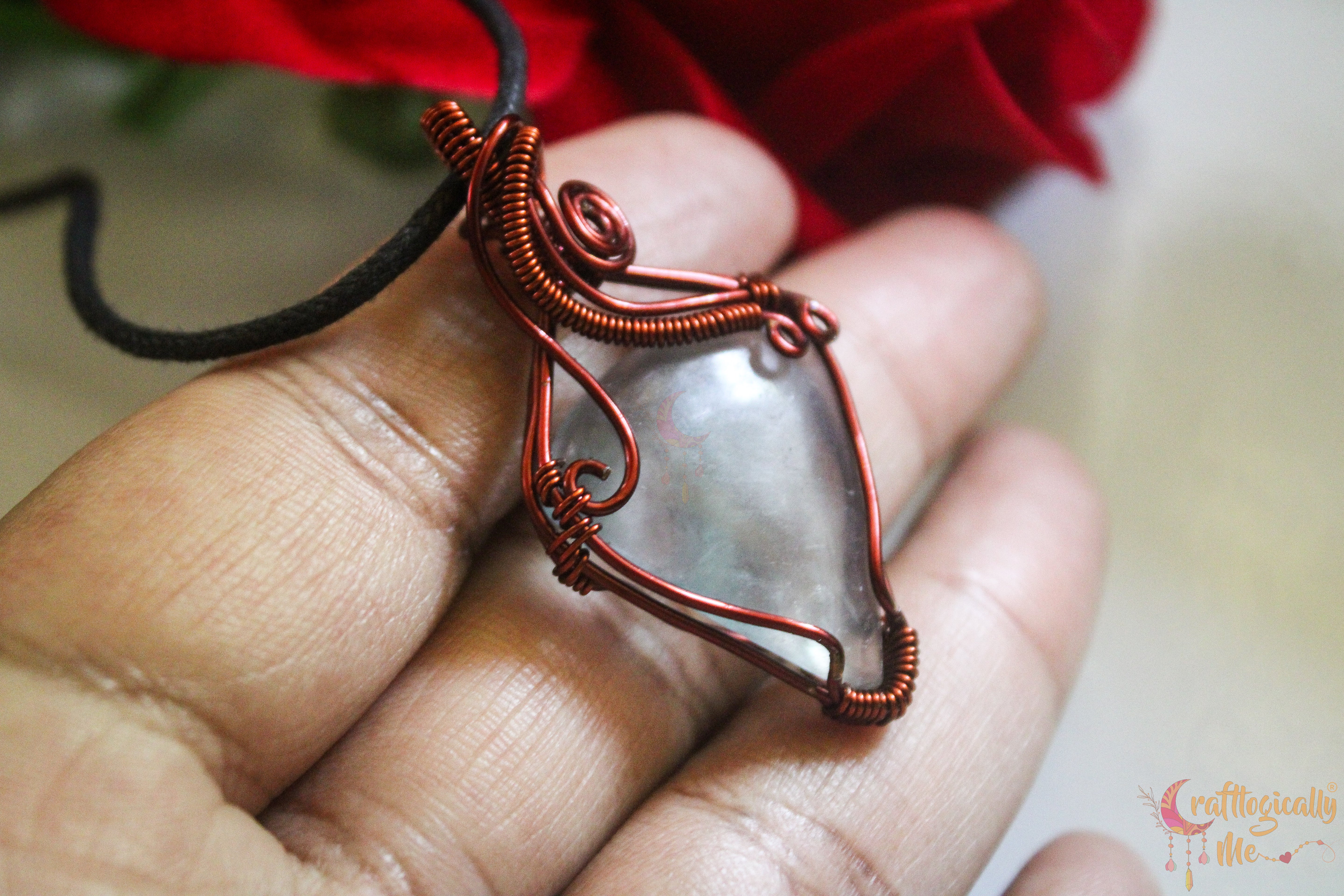 Multi Fluorite Minimalist Wire Wrapped Pendant – Anti-Tarnish Copper Gemstone Jewelry