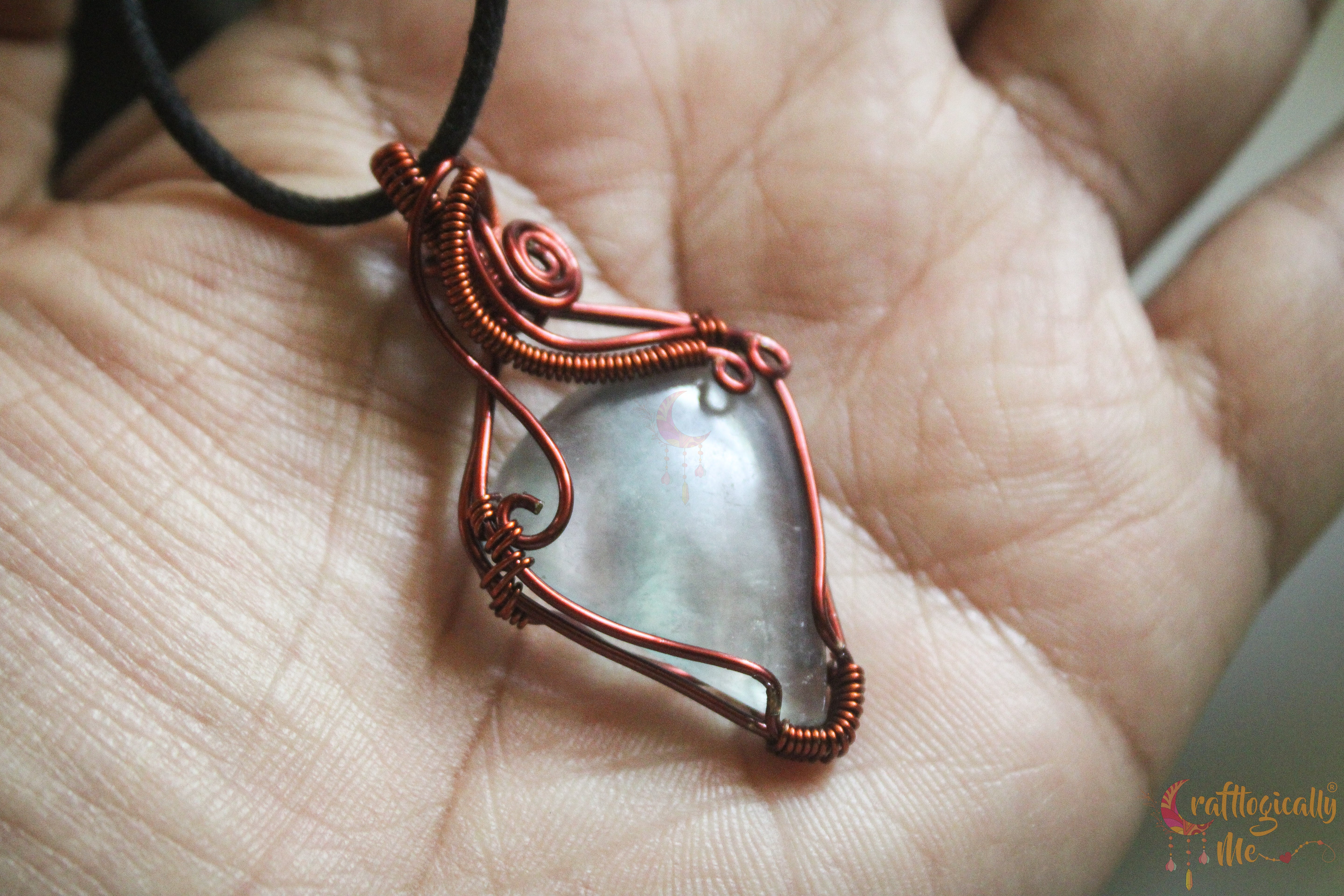 Multi Fluorite Minimalist Wire Wrapped Pendant – Anti-Tarnish Copper Gemstone Jewelry