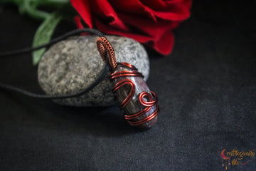 Red Moss Agate Free Style Wire Wrapped Pendant – Anti-Tarnish Copper Gemstone Jewelry