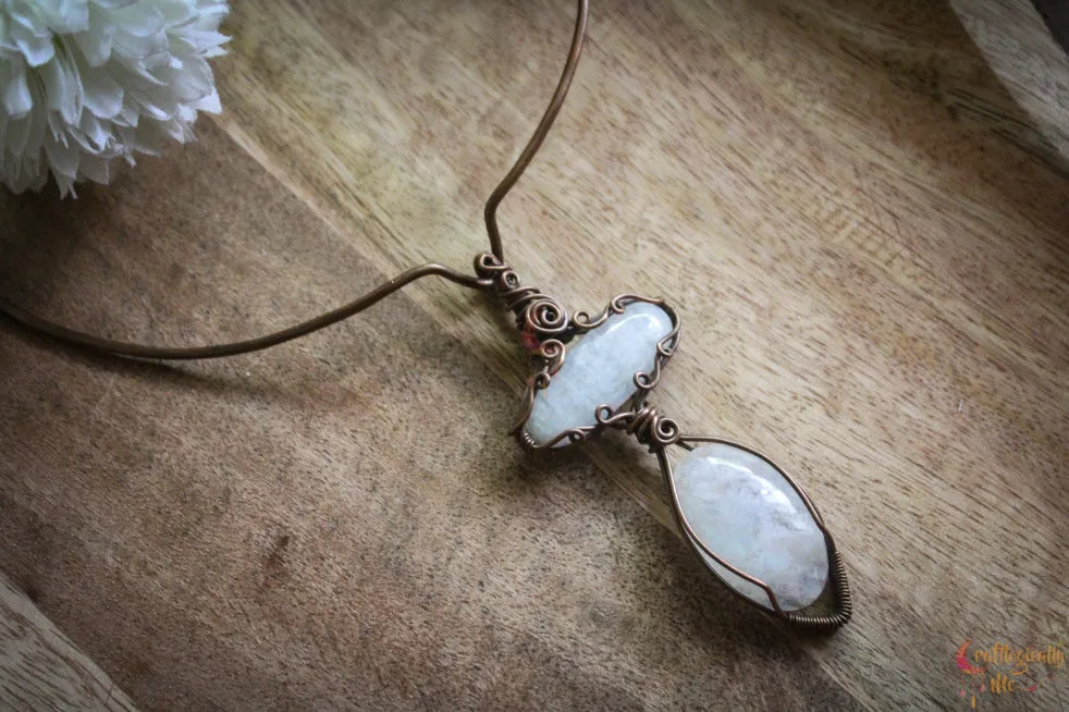 Moonstone Duo 4-in-1 Gemstone Neck Piece – Oxidized Copper Jewelry