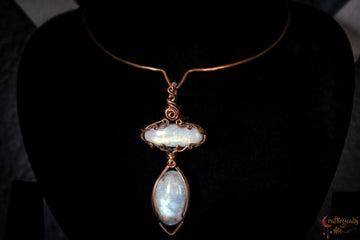 Moonstone Duo 4-in-1 Gemstone Neck Piece – Oxidized Copper Jewelry