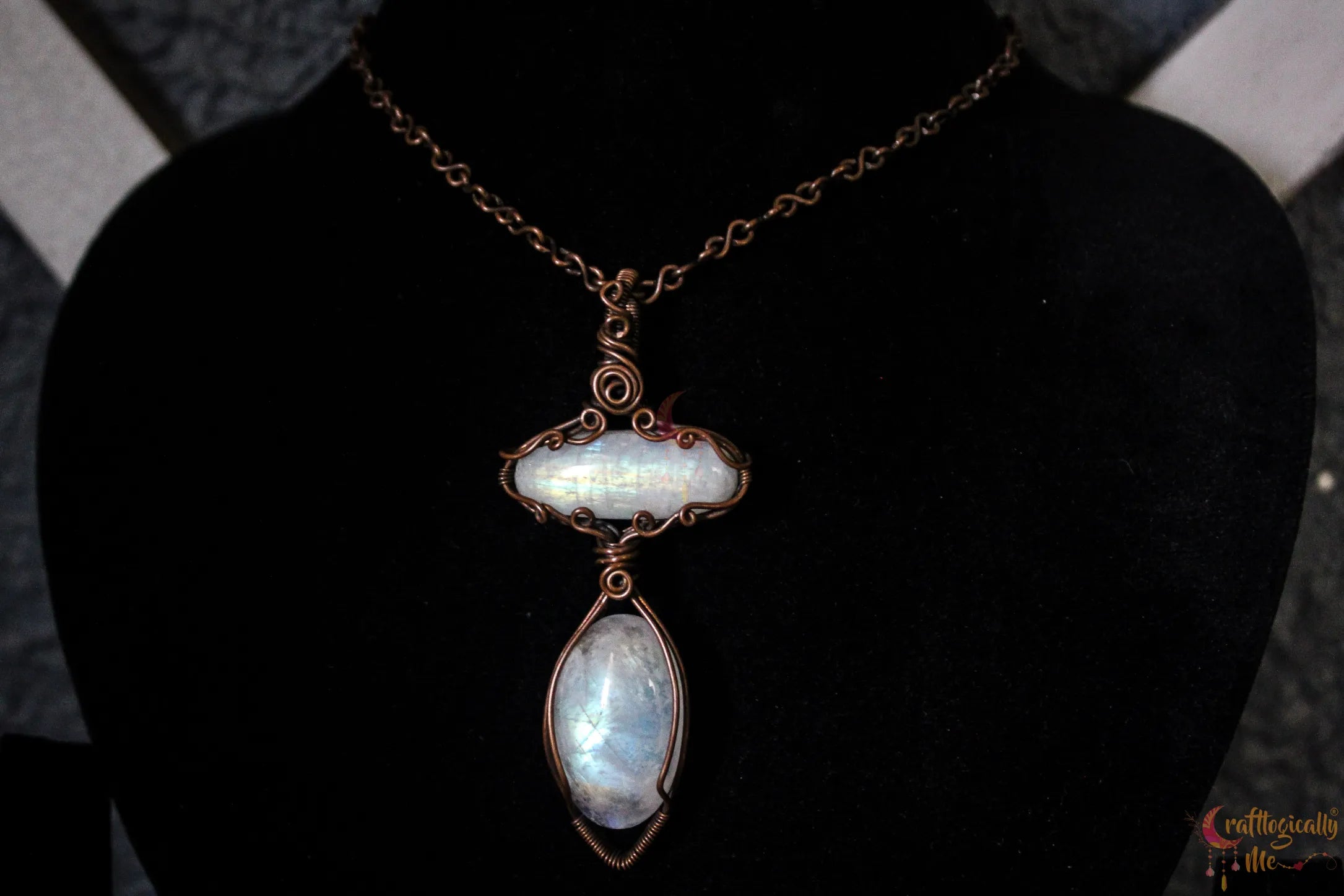Moonstone Duo 4-in-1 Gemstone Neck Piece – Oxidized Copper Jewelry