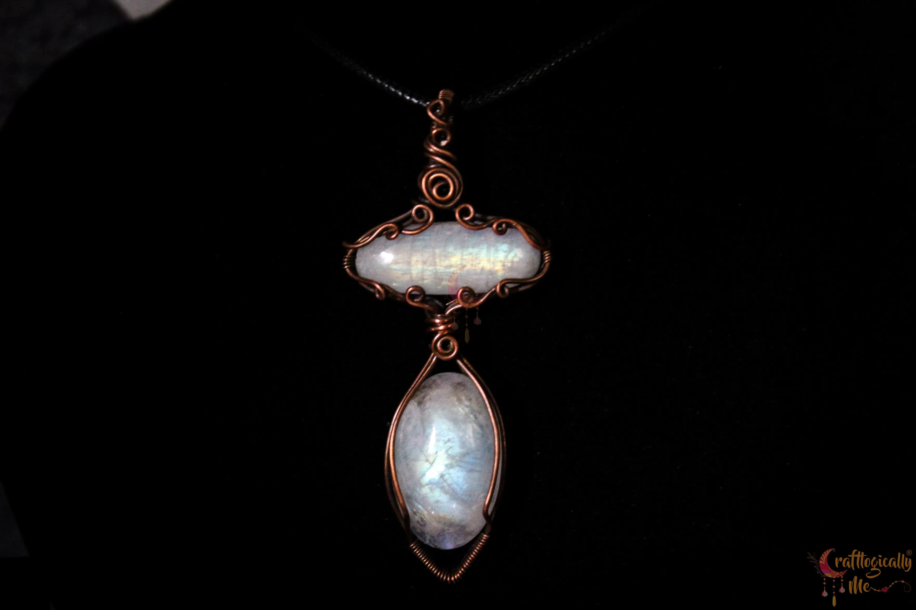 Moonstone Duo 4-in-1 Gemstone Neck Piece – Oxidized Copper Jewelry