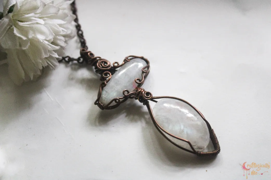 Moonstone Duo 4-in-1 Gemstone Neck Piece – Oxidized Copper Jewelry