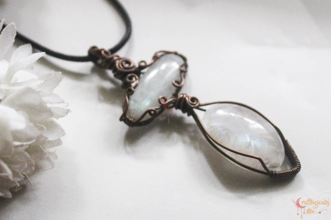 Moonstone Duo 4-in-1 Gemstone Neck Piece – Oxidized Copper Jewelry