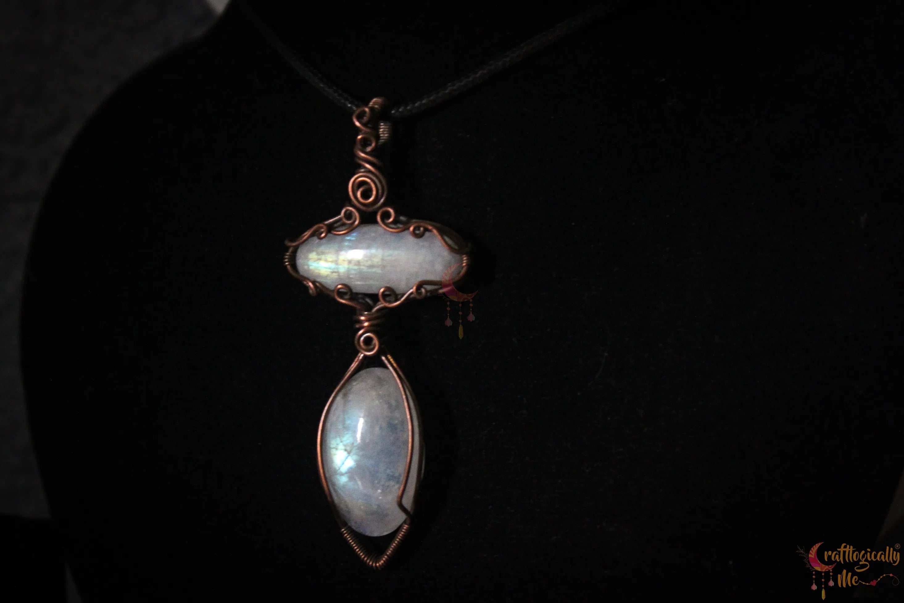 Moonstone Duo 4-in-1 Gemstone Neck Piece – Oxidized Copper Jewelry