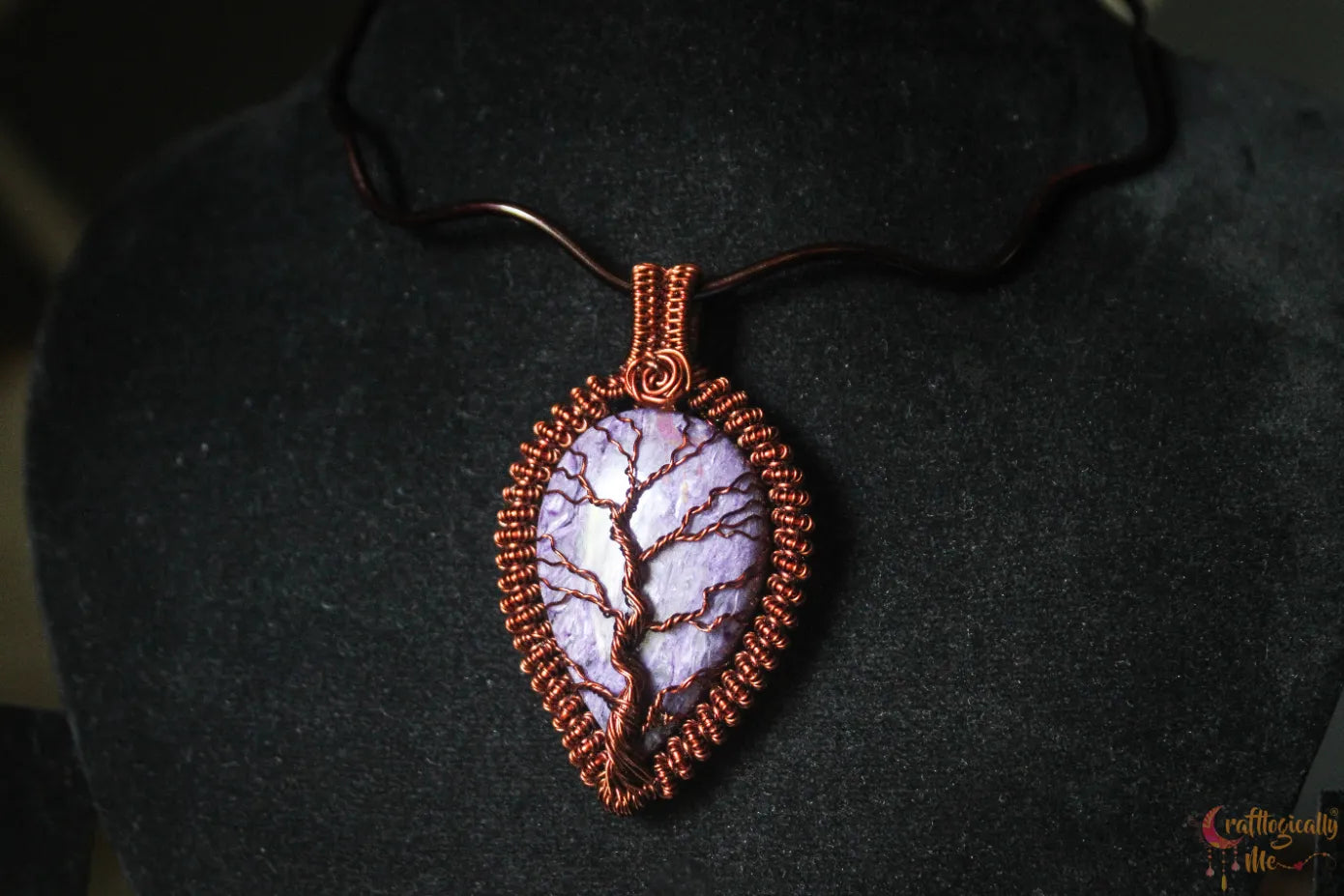 Charoite Gemstone 4-in-1 Tree of Life Neck Piece – Anti-Tarnish Copper Jewelry