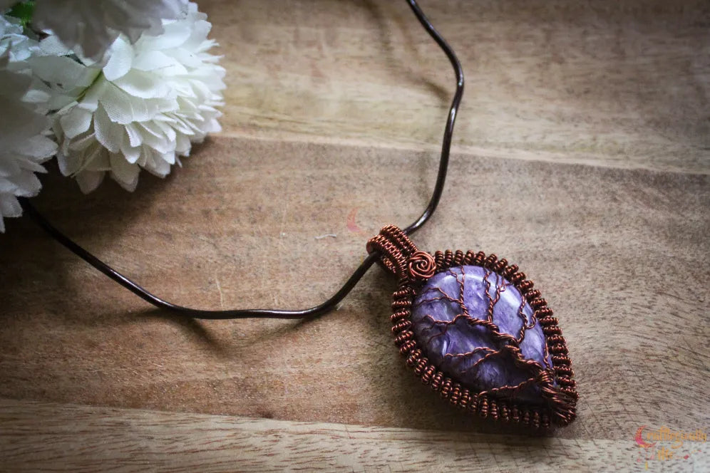 Charoite Gemstone 4-in-1 Tree of Life Neck Piece – Anti-Tarnish Copper Jewelry