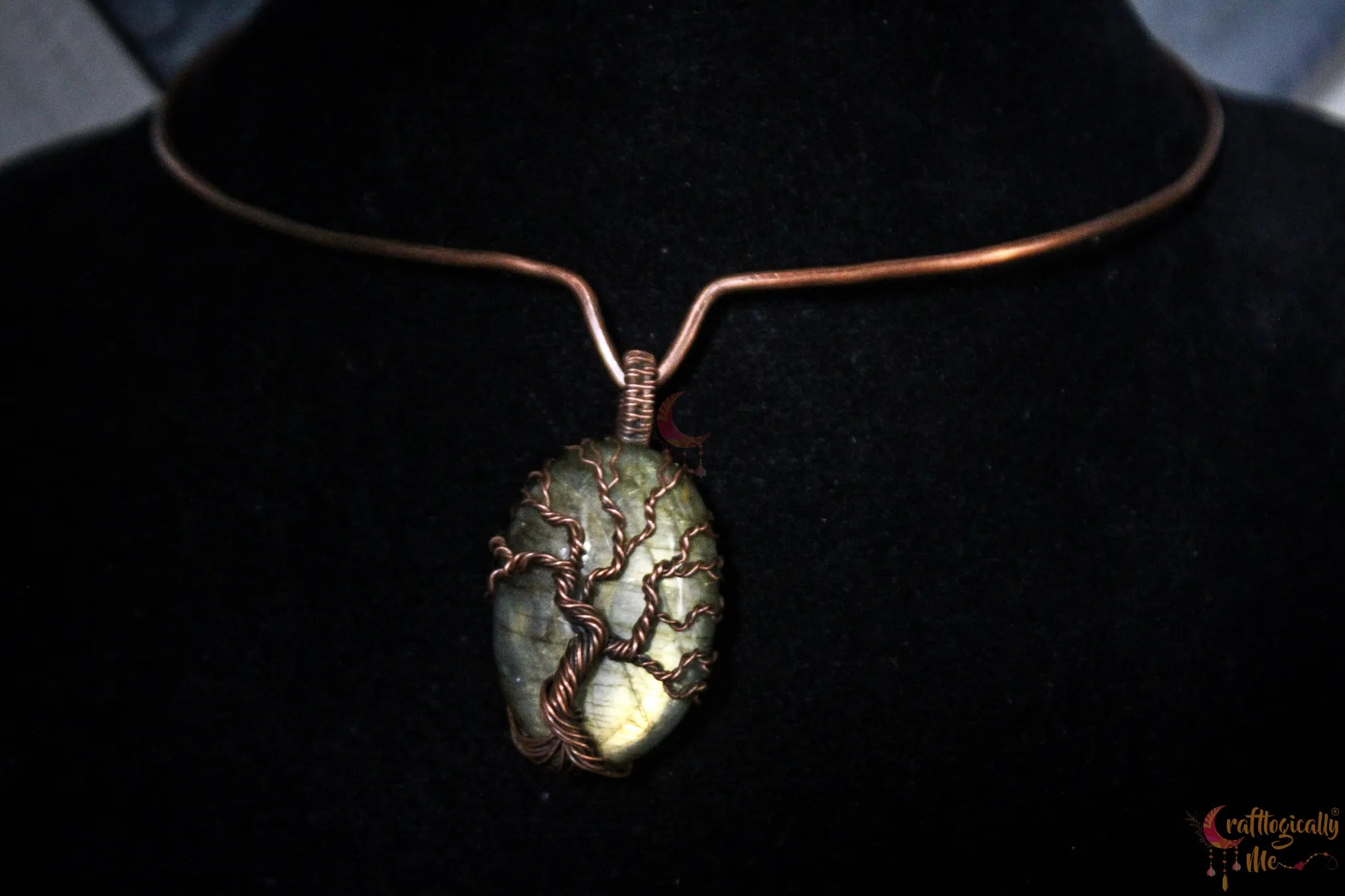 Green Labradorite Gemstone 4-in-1 Tree of Life Necklace | Oxidized Copper Jewelry