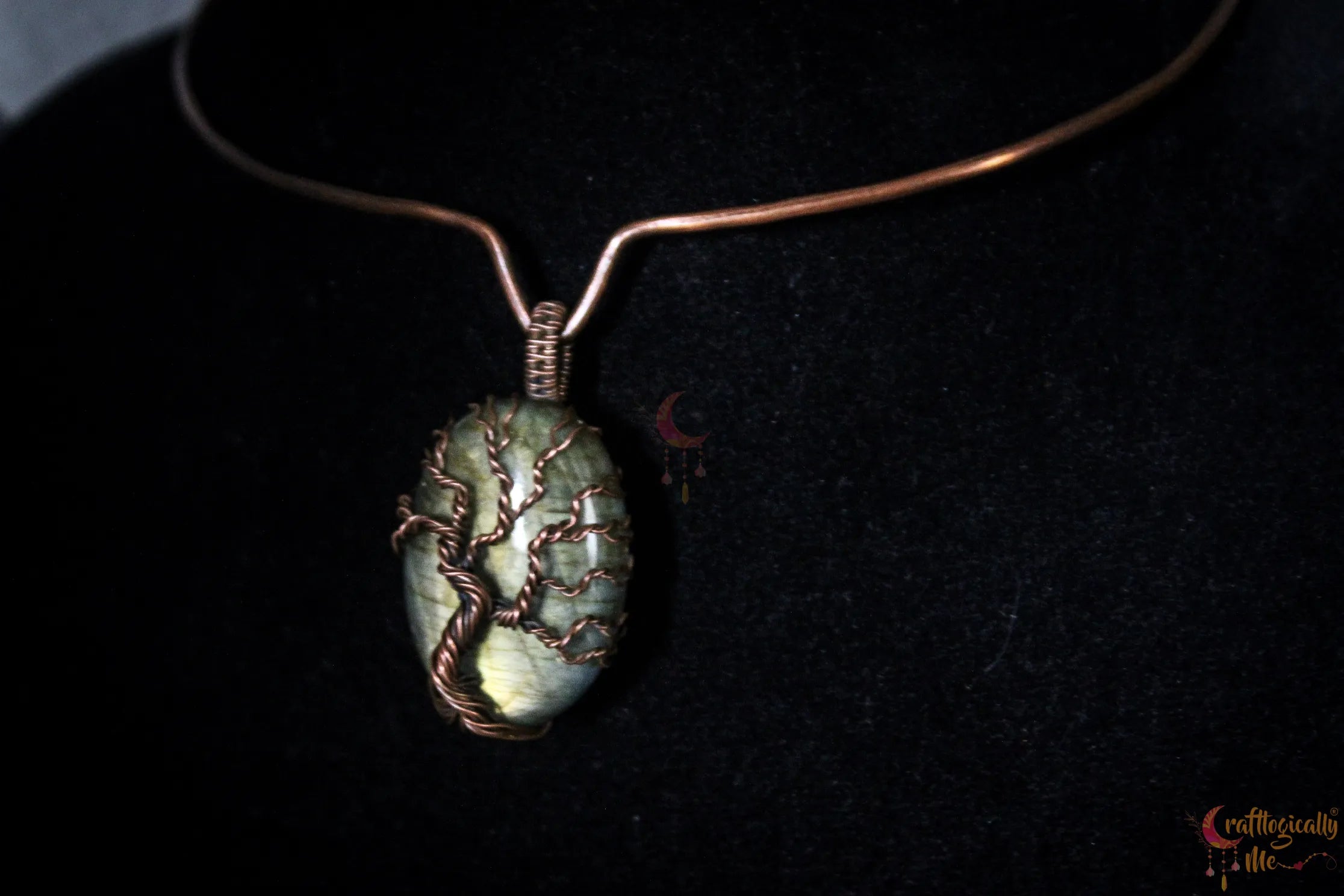 Green Labradorite Gemstone 4-in-1 Tree of Life Necklace | Oxidized Copper Jewelry