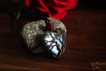 Blue Labradorite Tree of Life Gemstone Pendant – Anti-Tarnish Copper Jewelry