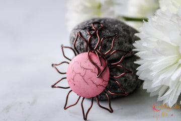 Flower Bead Pendant with Leaf – Handmade Boho Jewelry