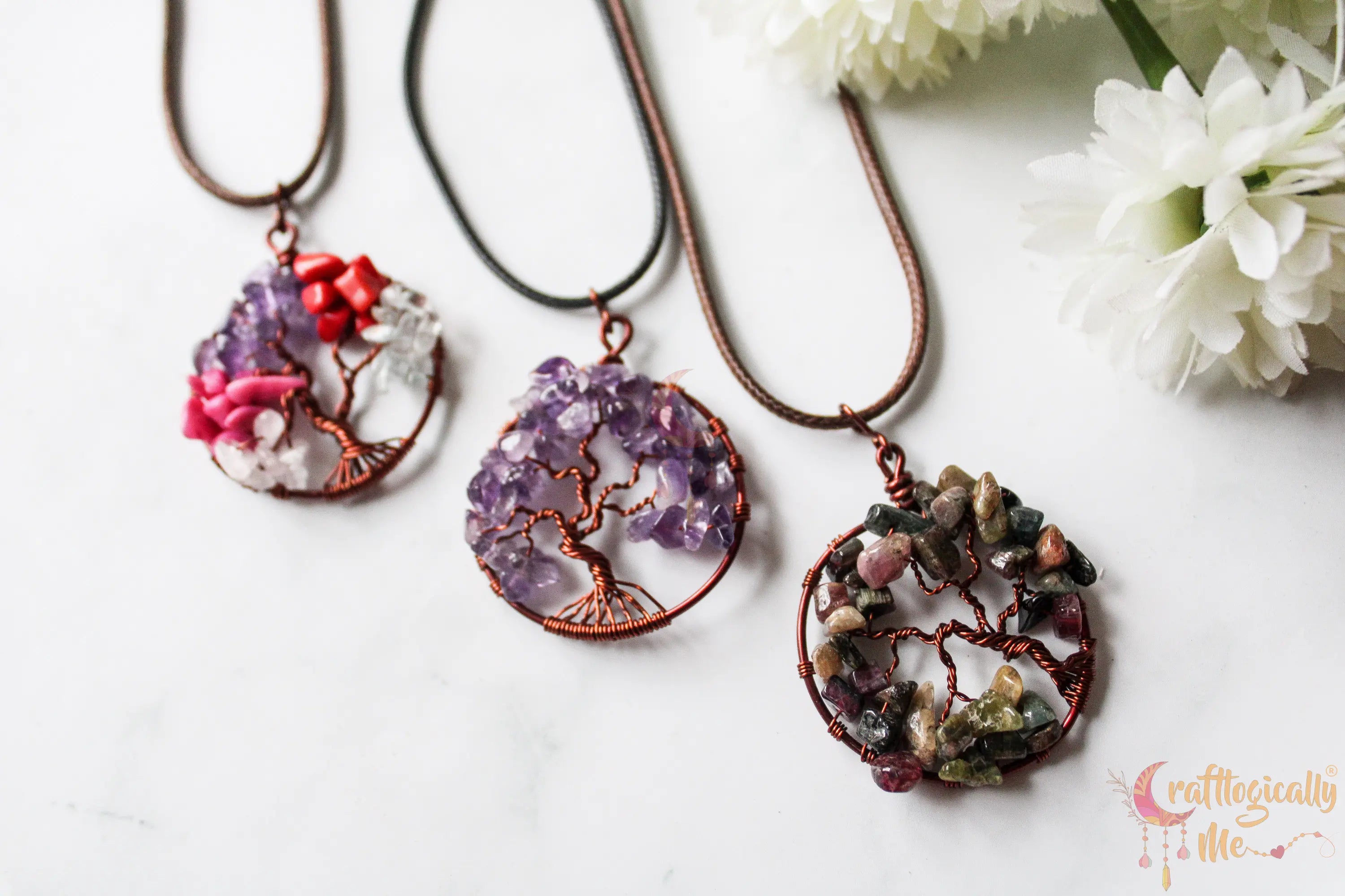 Tree of Life Gemstone Pendant – Handmade Wire Jewelry