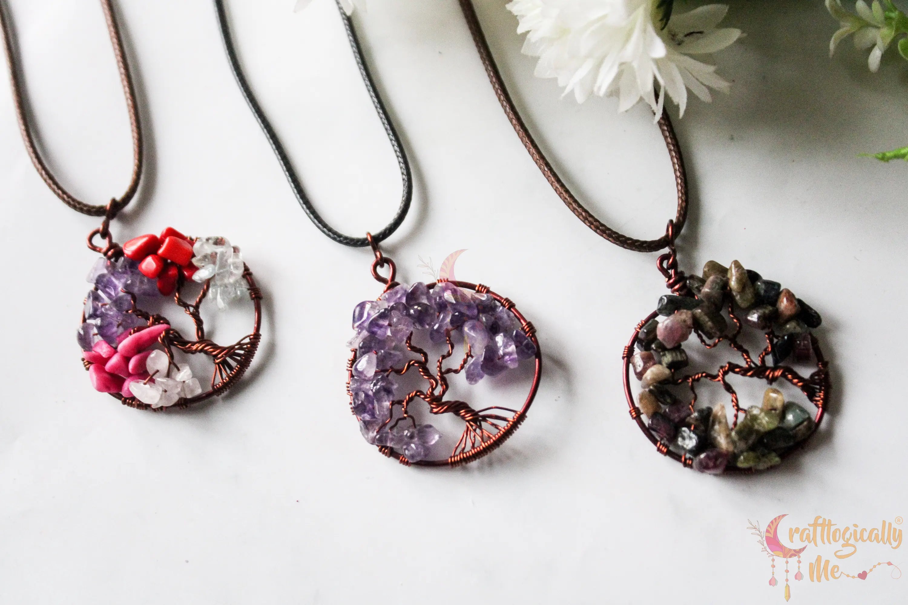 Tree of Life Gemstone Pendant – Handmade Wire Jewelry