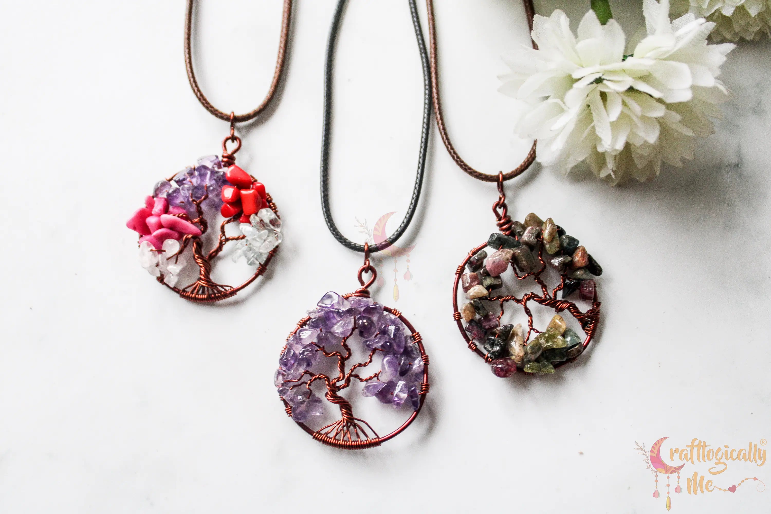 Tree of Life Gemstone Pendant – Handmade Wire Jewelry