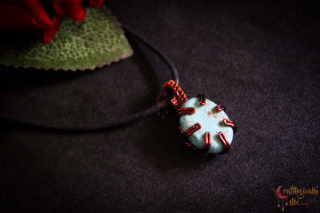 Turquoise Howlite Stone Oval Prong Pendant – Handmade Anti-Tarnish Copper Jewelry
