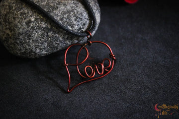Love Heart Wire Pendant – Handmade Anti-Tarnish Copper Jewelry