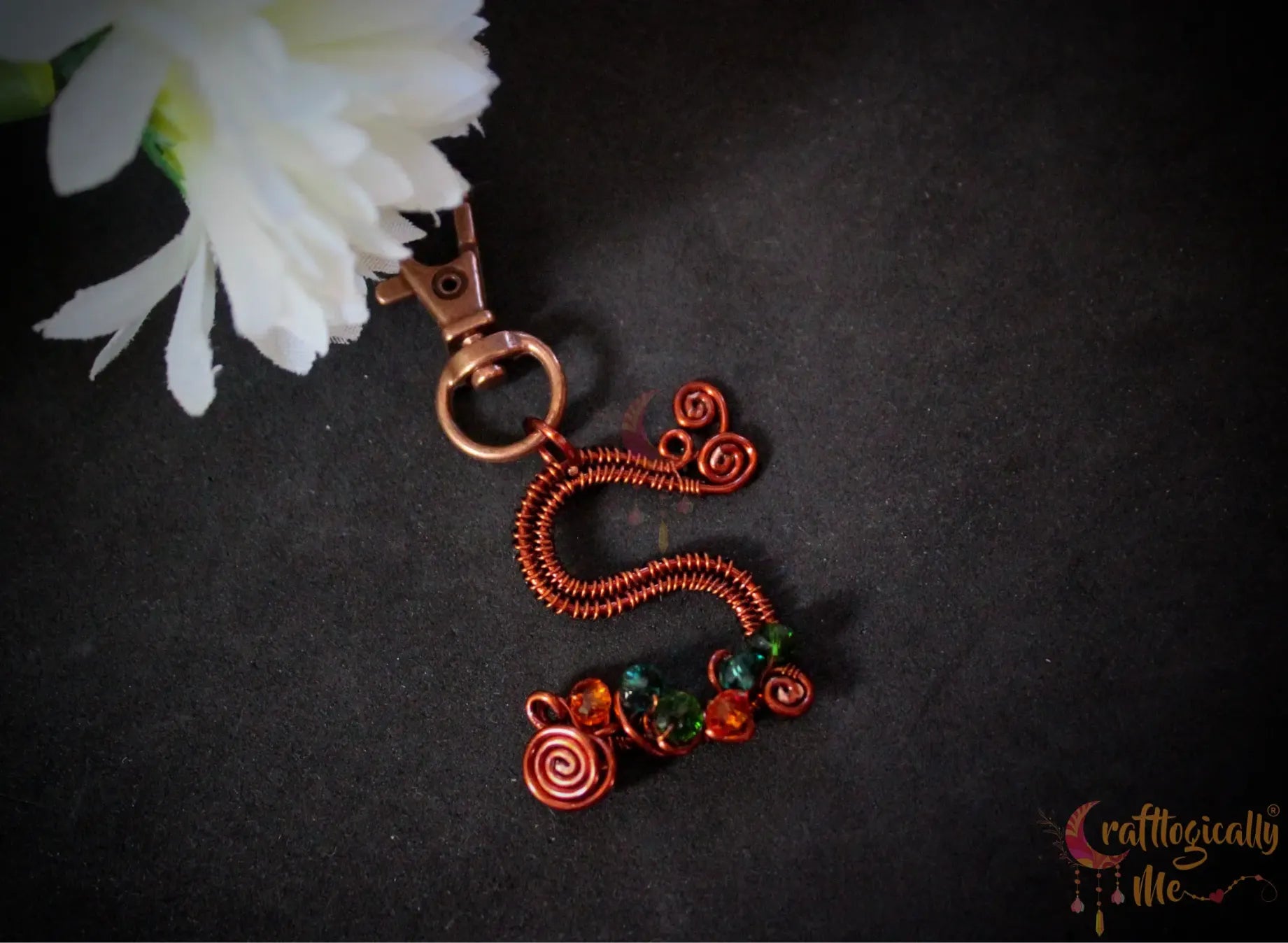 Wire Woven Initial Keychain with Crystal Embellishments – Custom Handmade Gift
