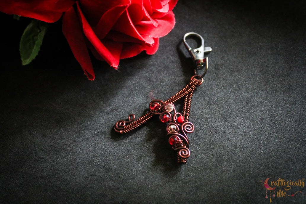 Wire Woven Initial Keychain with Crystal Embellishments – Custom Handmade Gift