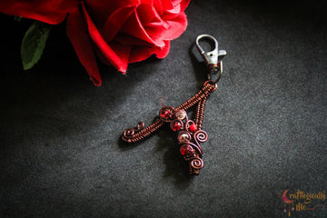Wire Woven Initial Keychain with Crystal Embellishments – Custom Handmade Gift