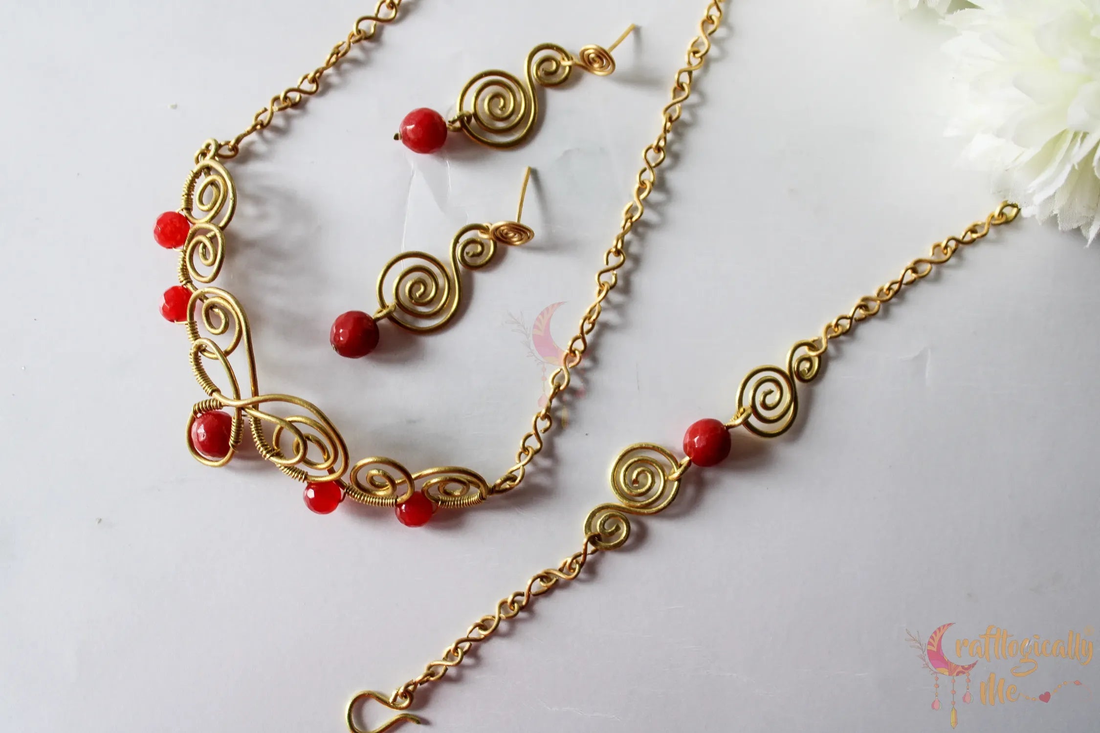 Red Agate Choker Set, Earrings, Necklace And Bracelet Combo – Handmade Gemstone Jewelry