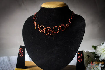 Simple Boho Style Elegant Swirl Wire Choker Necklace & Earrings Set – Handmade Wire Jewelry
