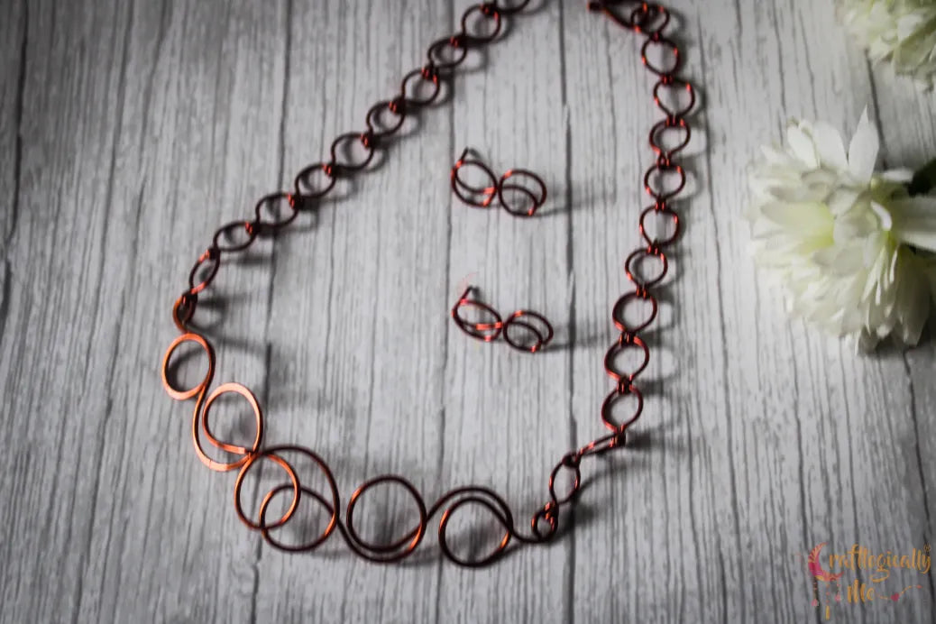 Simple Boho Style Elegant Swirl Wire Choker Necklace & Earrings Set – Handmade Wire Jewelry