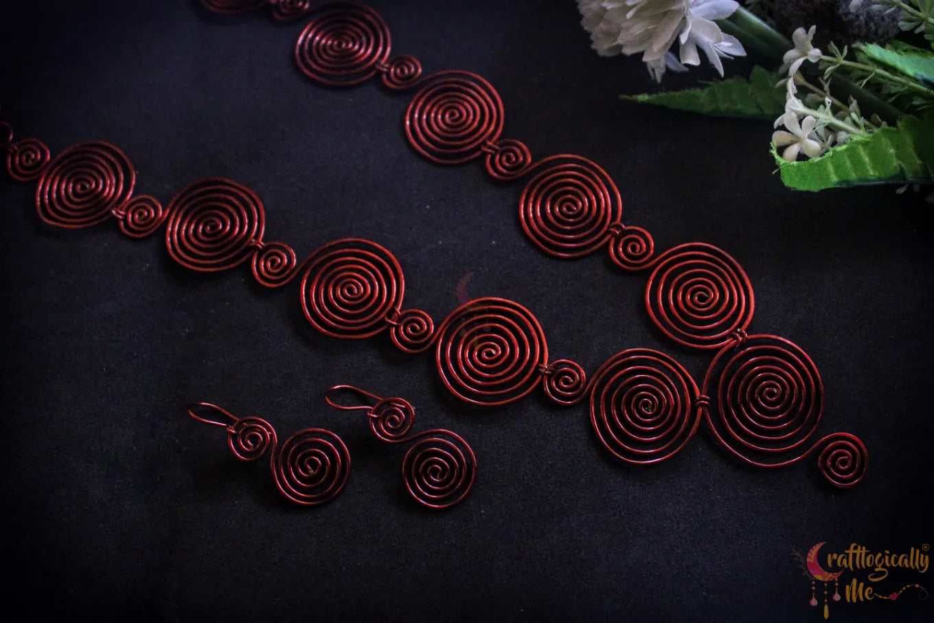 Spiral Necklace & Earrings Set – Handmade Anti-Tarnish Copper Jewelry