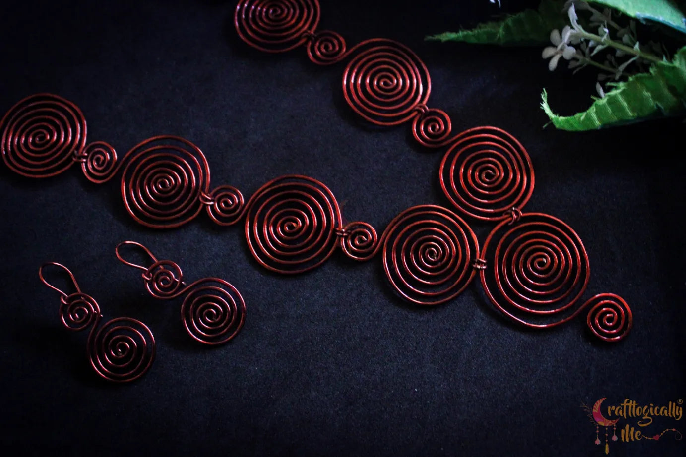 Spiral Necklace & Earrings Set – Handmade Anti-Tarnish Copper Jewelry