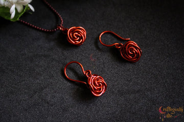 Minimalist Rose Pendant Set – Handmade Floral Jewelry