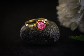 Wrap Bead Ring – Handmade Gold Plated Brass Wire Ring