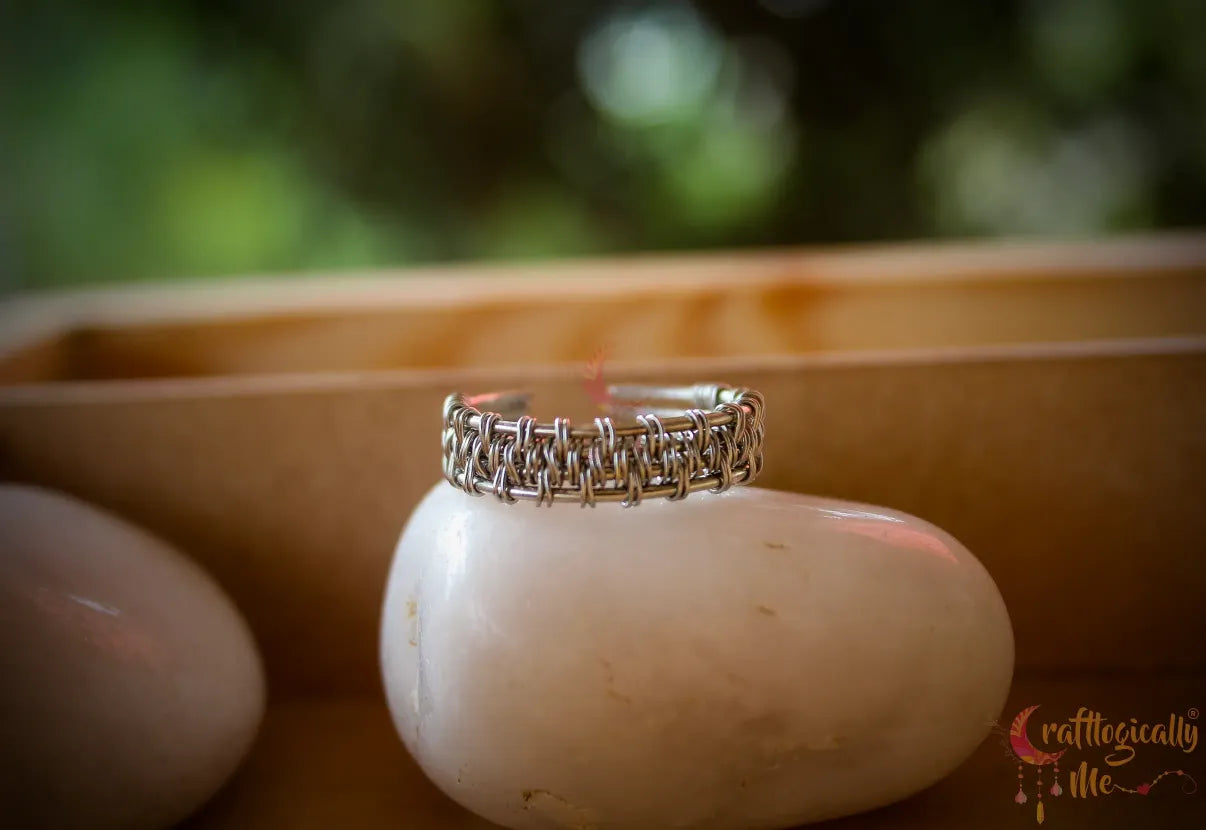 Woven Wire Band – Handmade Unisex Adjustable Ring