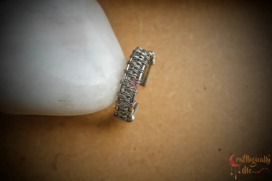 Woven Wire Band – Handmade Unisex Adjustable Ring