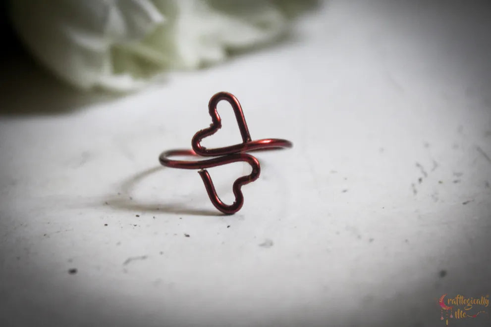 Double Hearts Ring – Handmade Wire Wrapped Adjustable Ring (3 Unique Designs)
