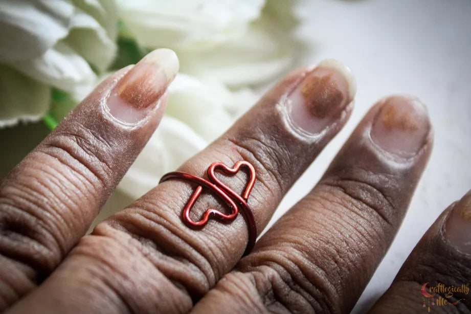 Double Hearts Ring – Handmade Wire Wrapped Adjustable Ring (3 Unique Designs)