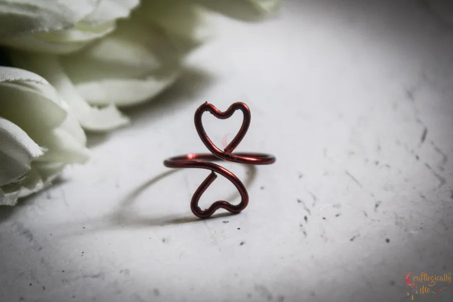 Double Hearts Ring – Handmade Wire Wrapped Adjustable Ring (3 Unique Designs)