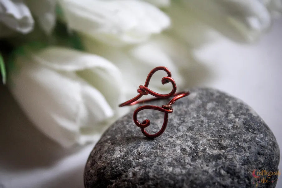 Double Hearts Ring – Handmade Wire Wrapped Adjustable Ring (3 Unique Designs)